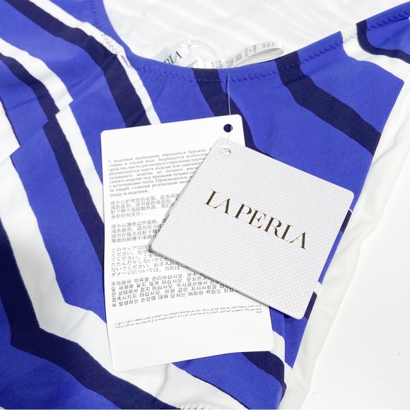 NWT La Perla Striped High Neck One Piece Swimsuit Size 6 (B cup) - Picture 11 of 14